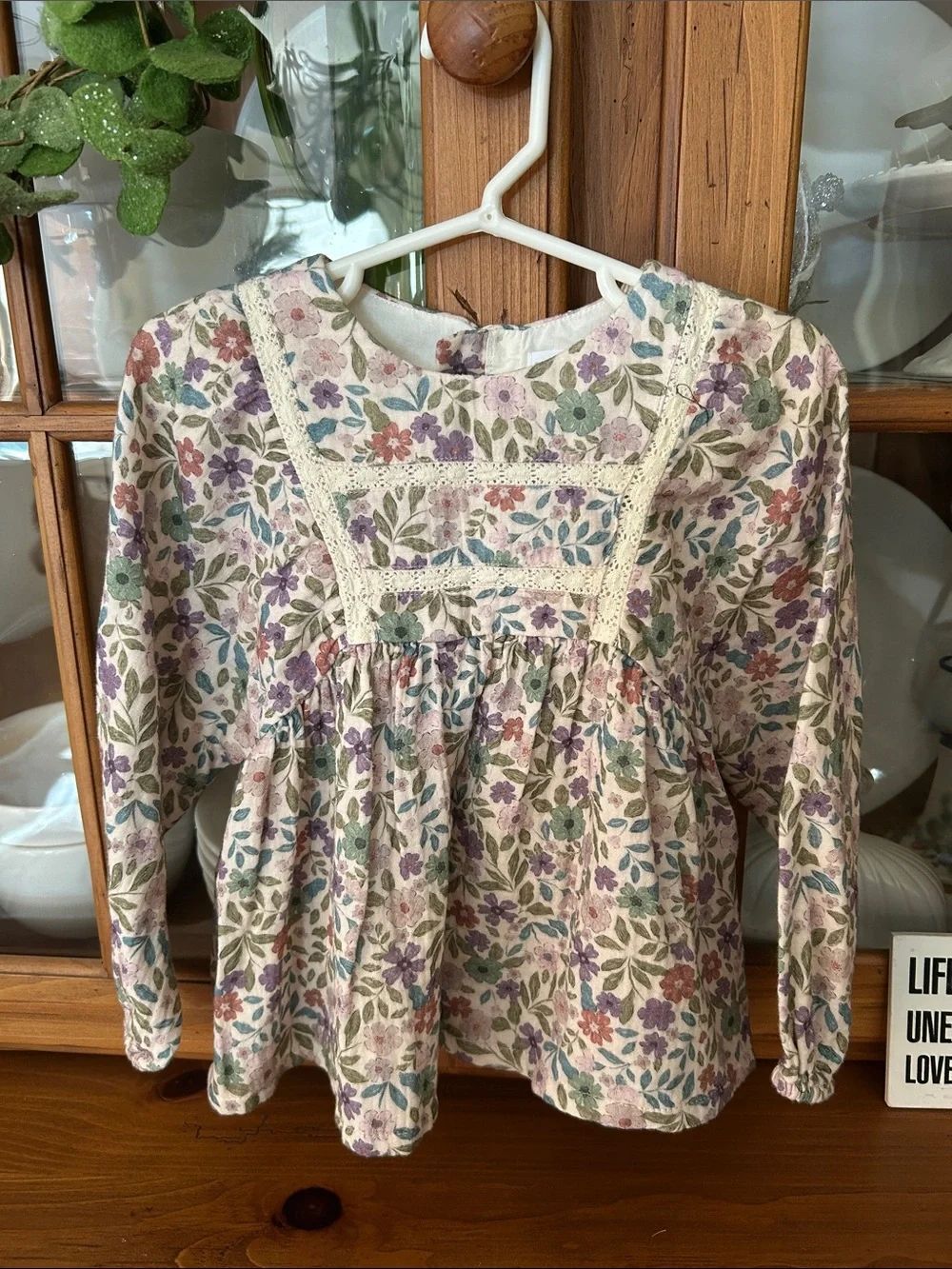 Zara Girls Bohemian Floral Long-Sleeve Smock Top - Multi Color Lace Top NWT
